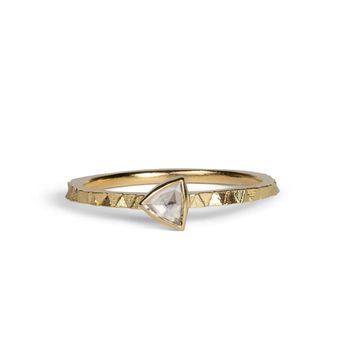 TRIANGLE Band with Triangle Diamond Yellow Gold Ring
