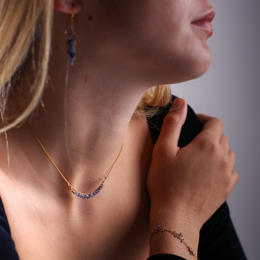 Kate Wood Blue Sapphire Row Necklace at ethical jewellers EC One London