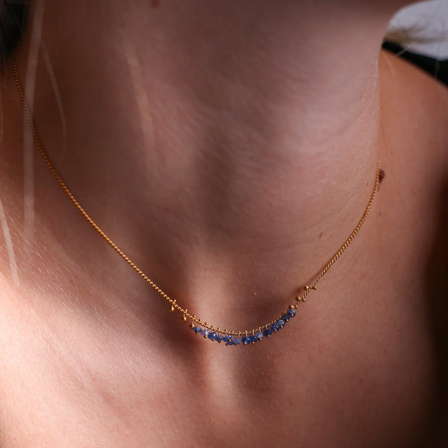 Kate Wood Blue Sapphire Row Necklace at ethical jewellers EC One London