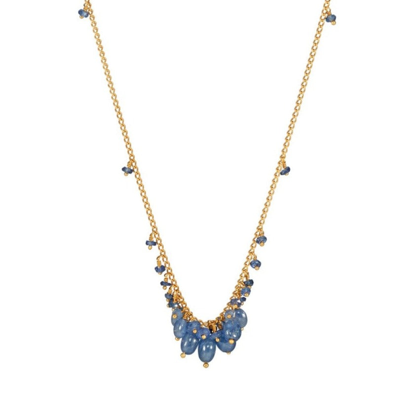 Kate Wood Blue Sapphire Oval Cluster Necklace