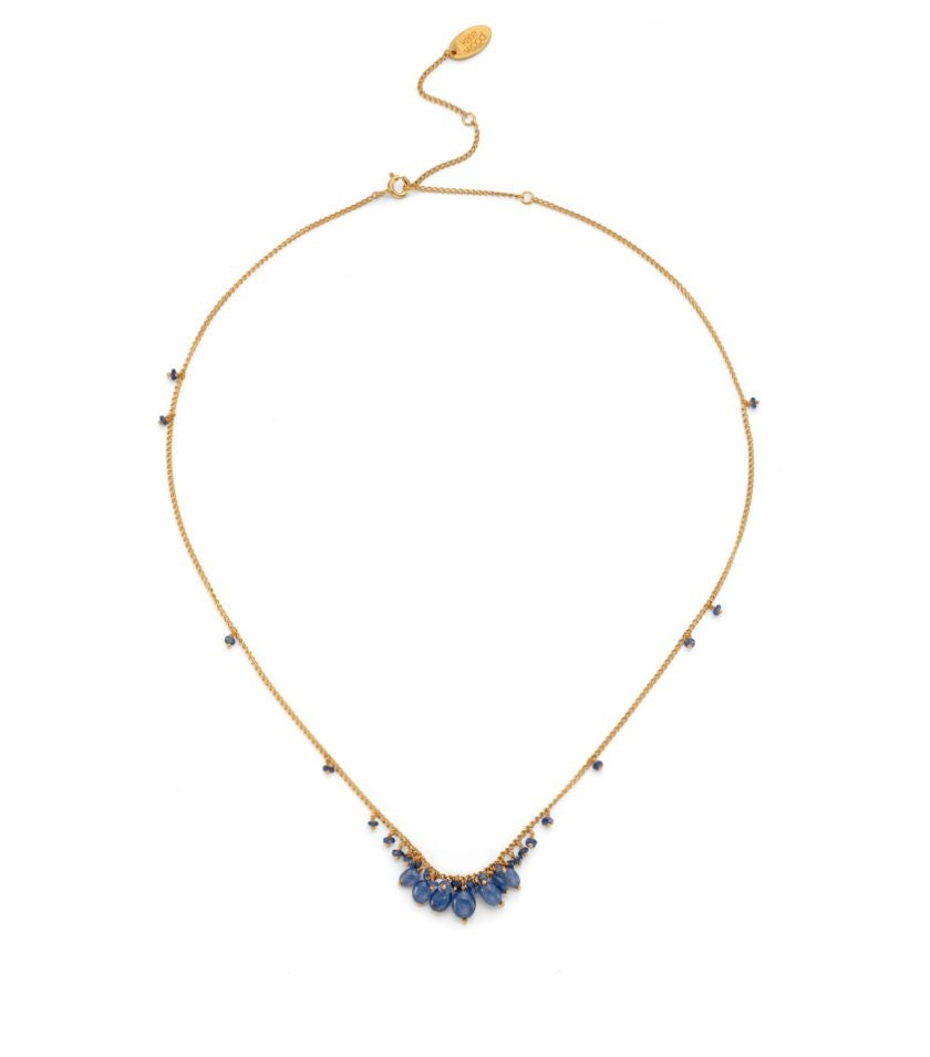 Kate Wood Blue Sapphire Oval Cluster Necklace