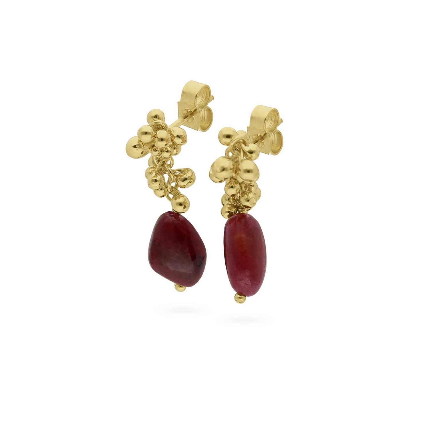 Ruby Droplet Stud Earrings By Kate Wood at ethical jeweller E.C.One London