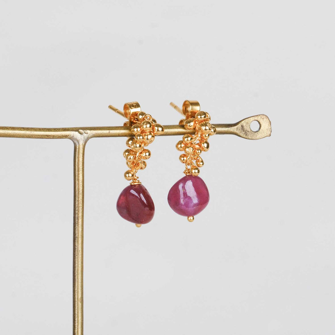 Ruby Droplet Stud Earrings By Kate Wood at ethical jeweller E.C.One London