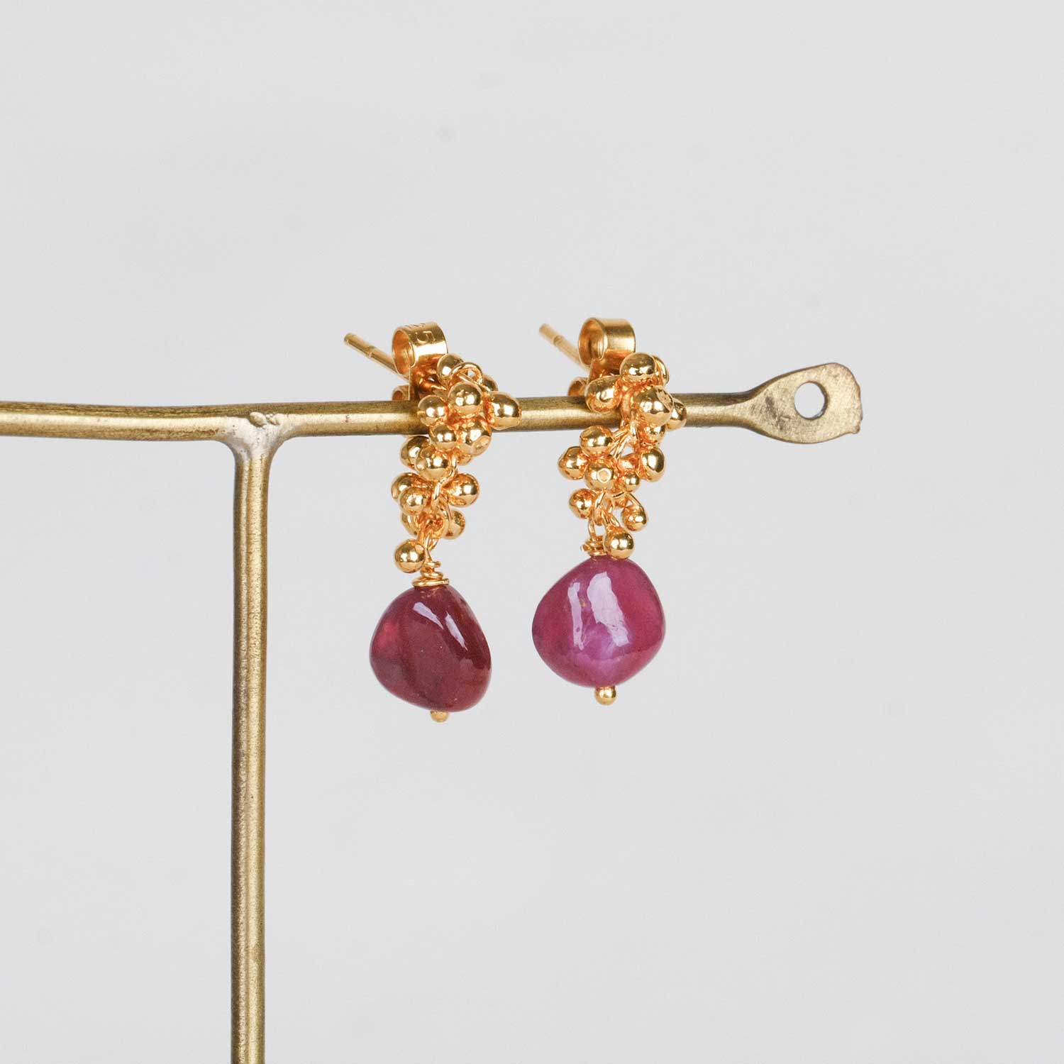 Ruby Droplet Stud Earrings By Kate Wood at ethical jeweller E.C.One London