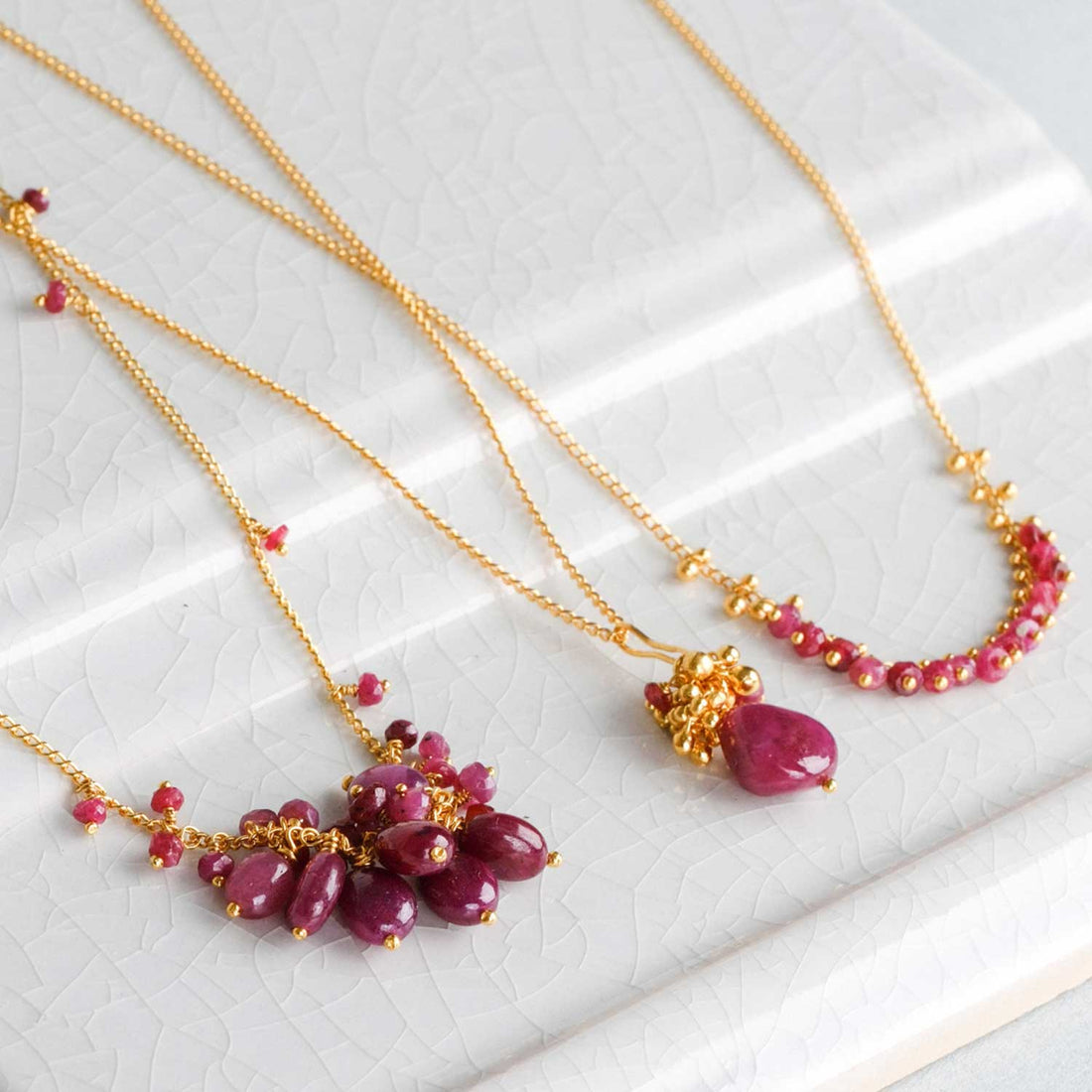 Ruby Necklaces By Kate Wood at ethical jeweller E.C.One London