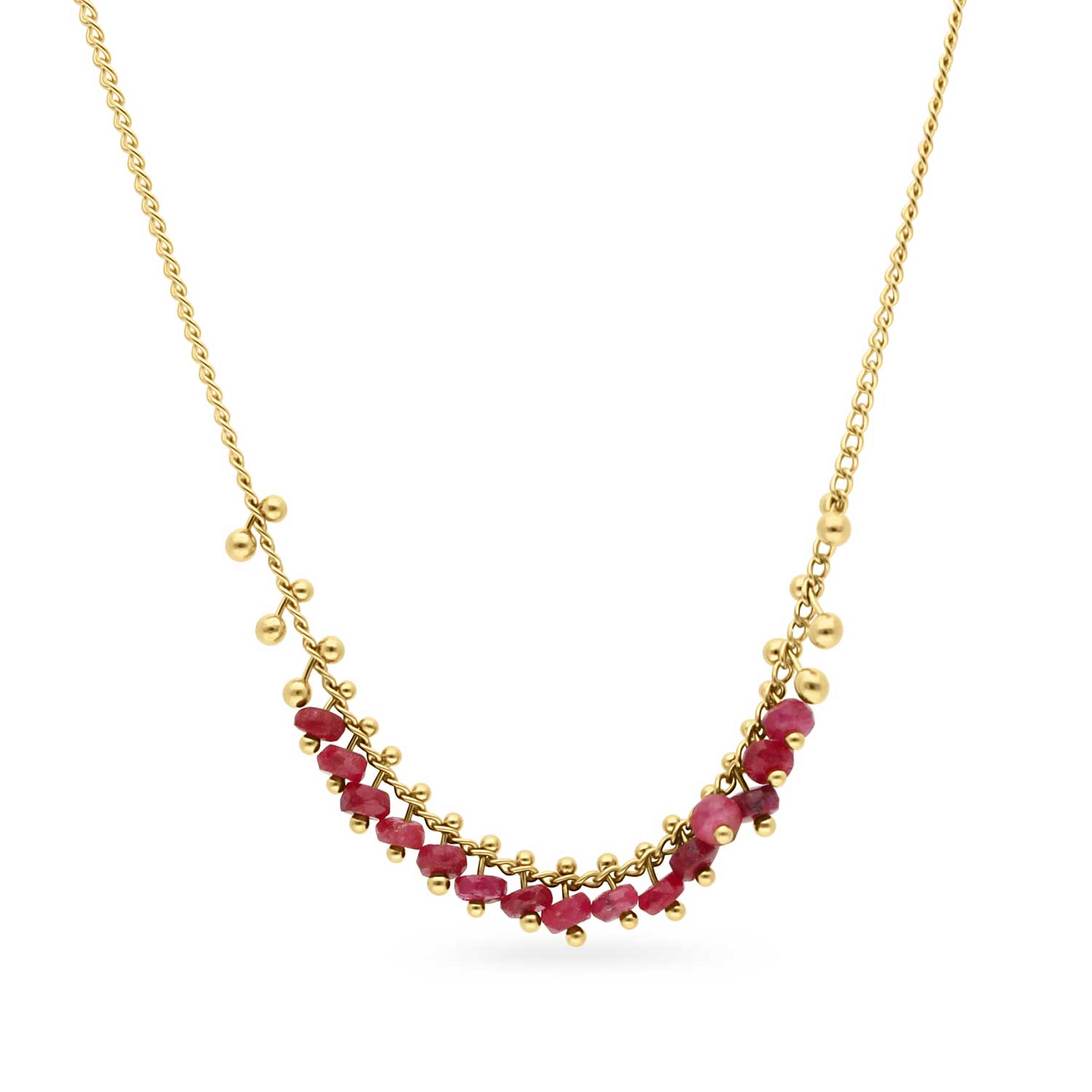 Ruby Pinned Row Necklace By Kate Wood at ethical jeweller E.C.One London