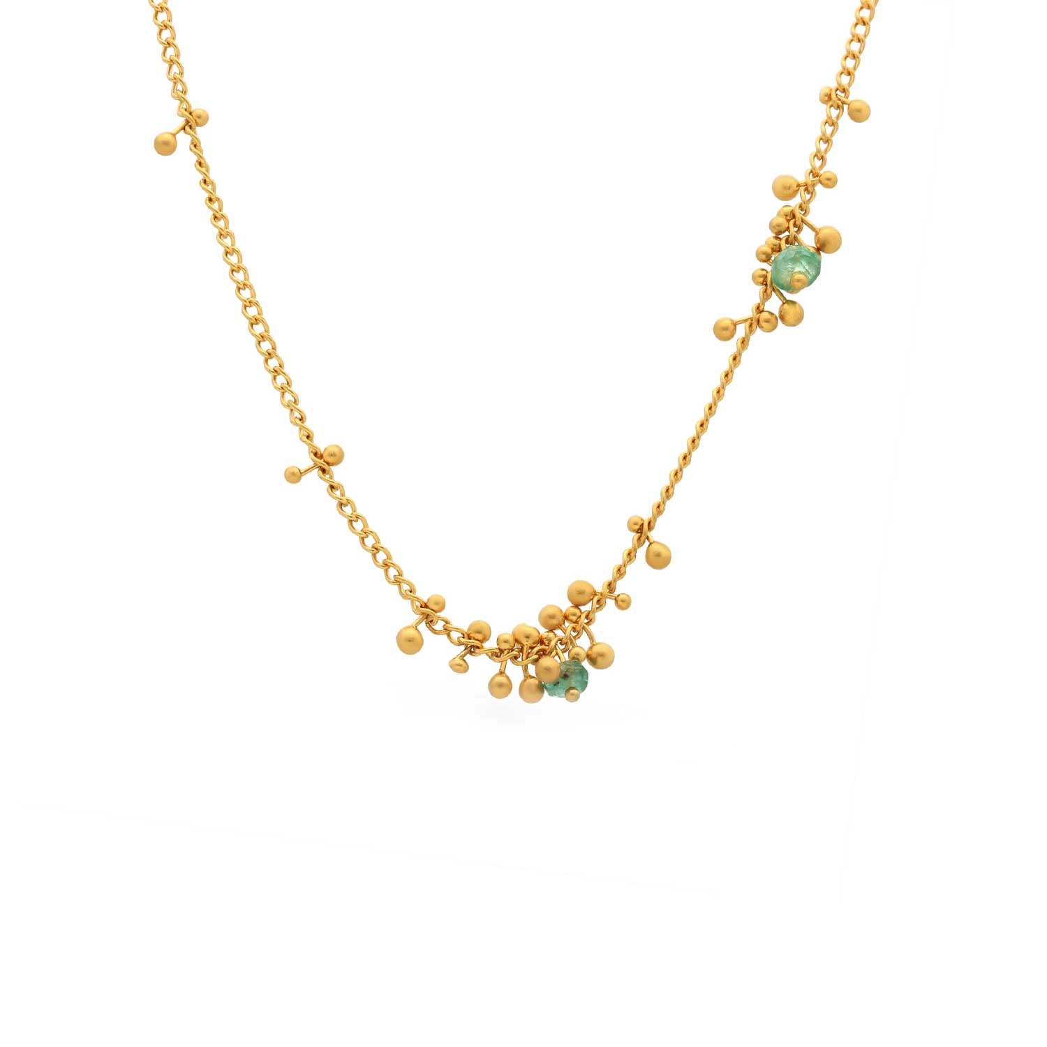 Kate wood at E.C One London Scattered Droplet Emerald Necklace