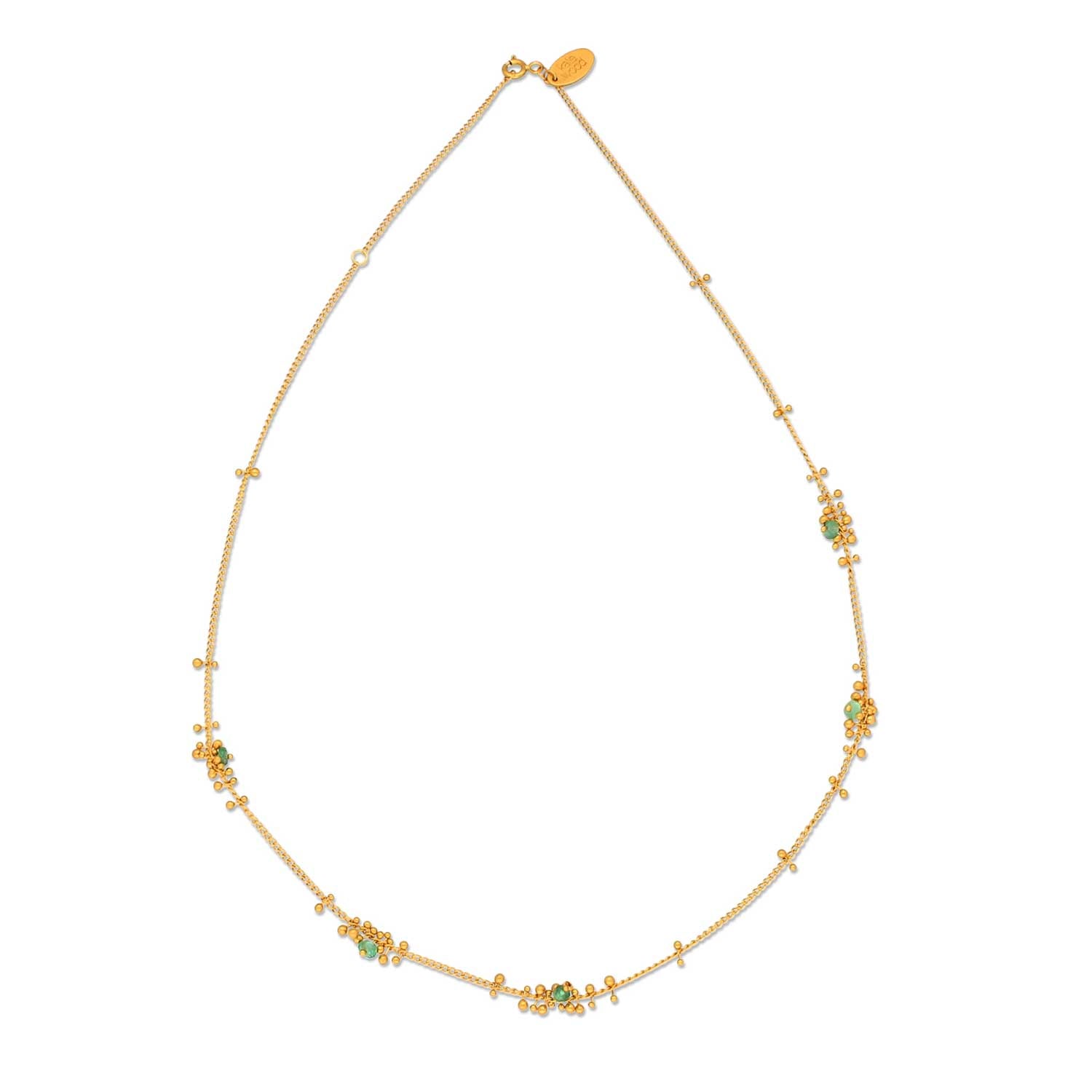 Kate wood at E.C One London Scattered Droplet Emerald Necklace