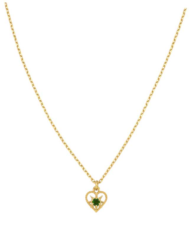 KIND HEART Gold Plated Necklace with Chrome Diopside