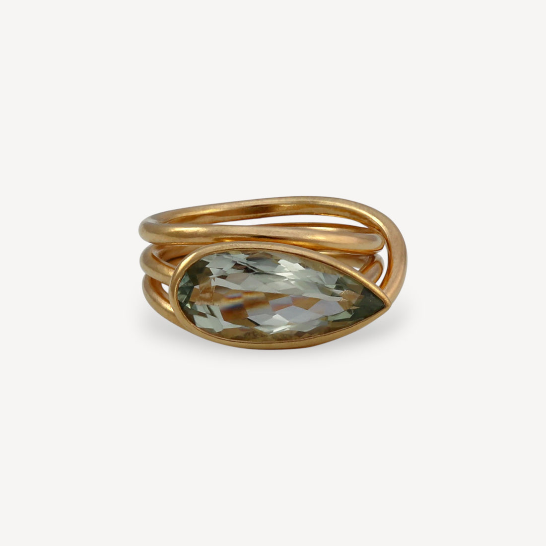 KOMOREBI Green Quartz Ring Gold Plated