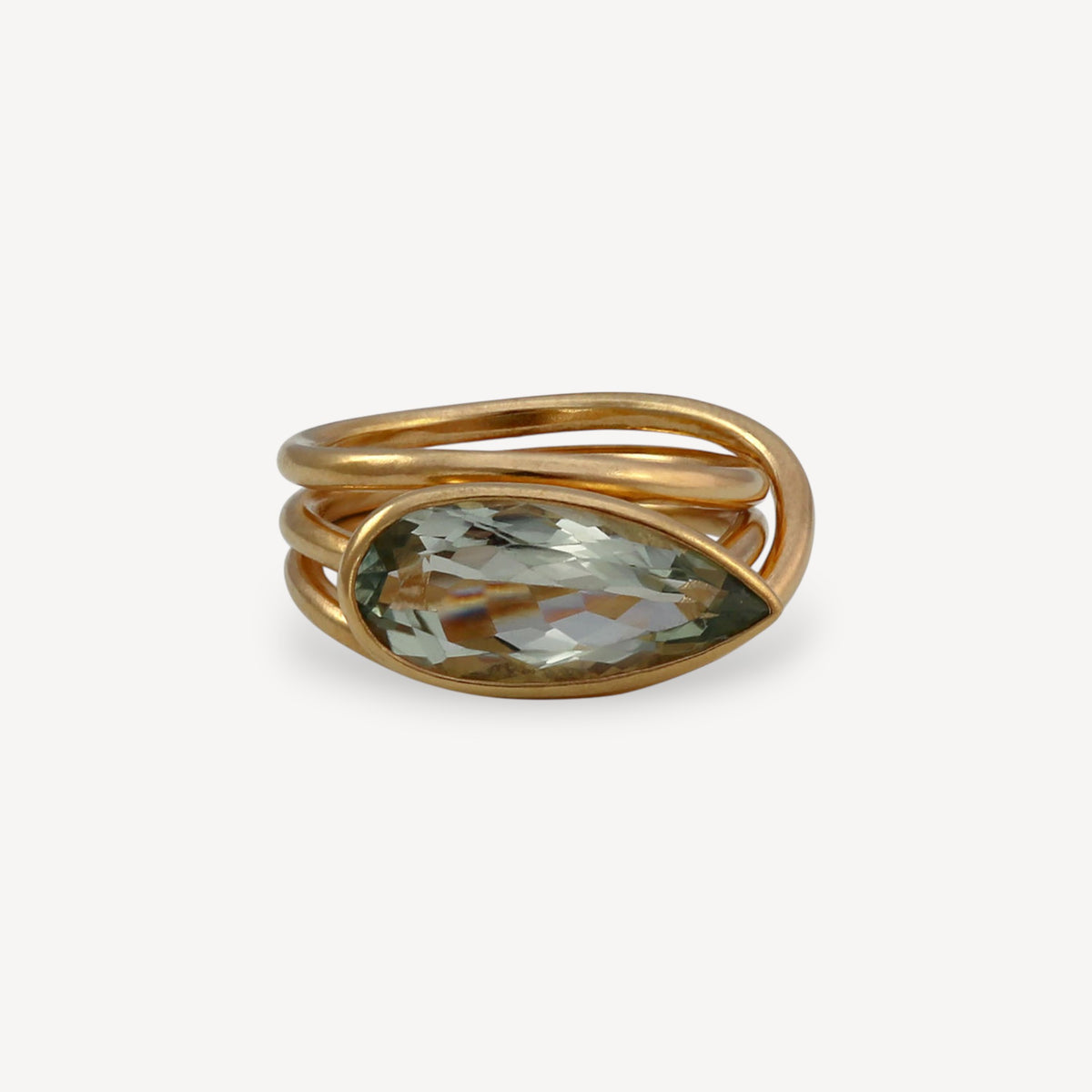 KOMOREBI Green Quartz Ring Gold Plated