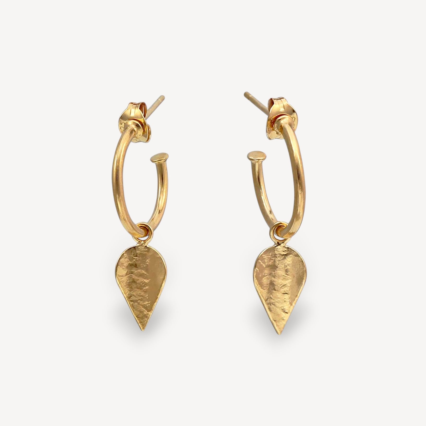 KOMOREBI Leaf Drop Hoop Earrings Gold Plated