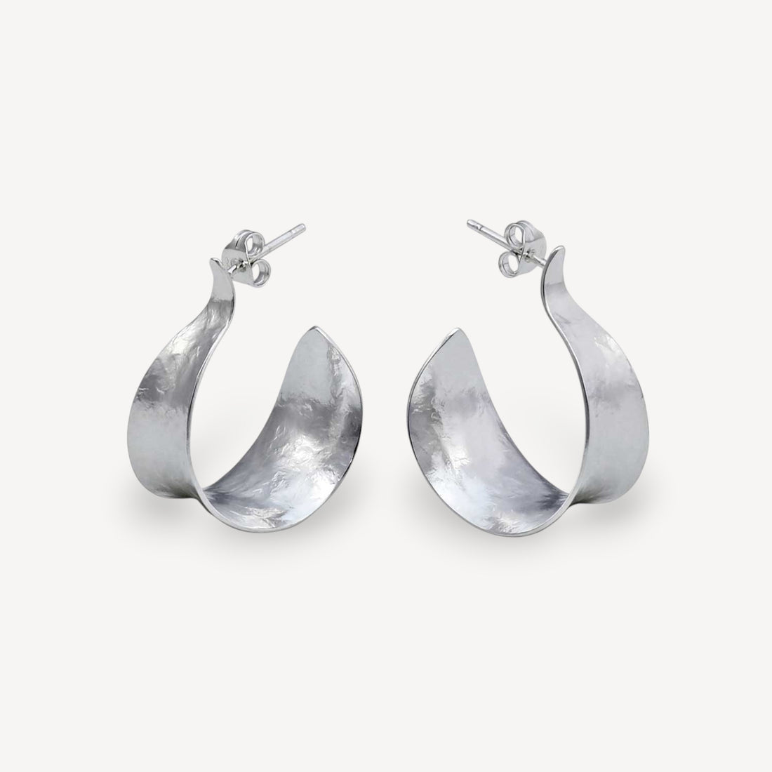 KOMOREBI Medium Curl Hoop Earrings Silver  by Cara Tonkin at B Corp certified Ethical jeweller E.C.One London