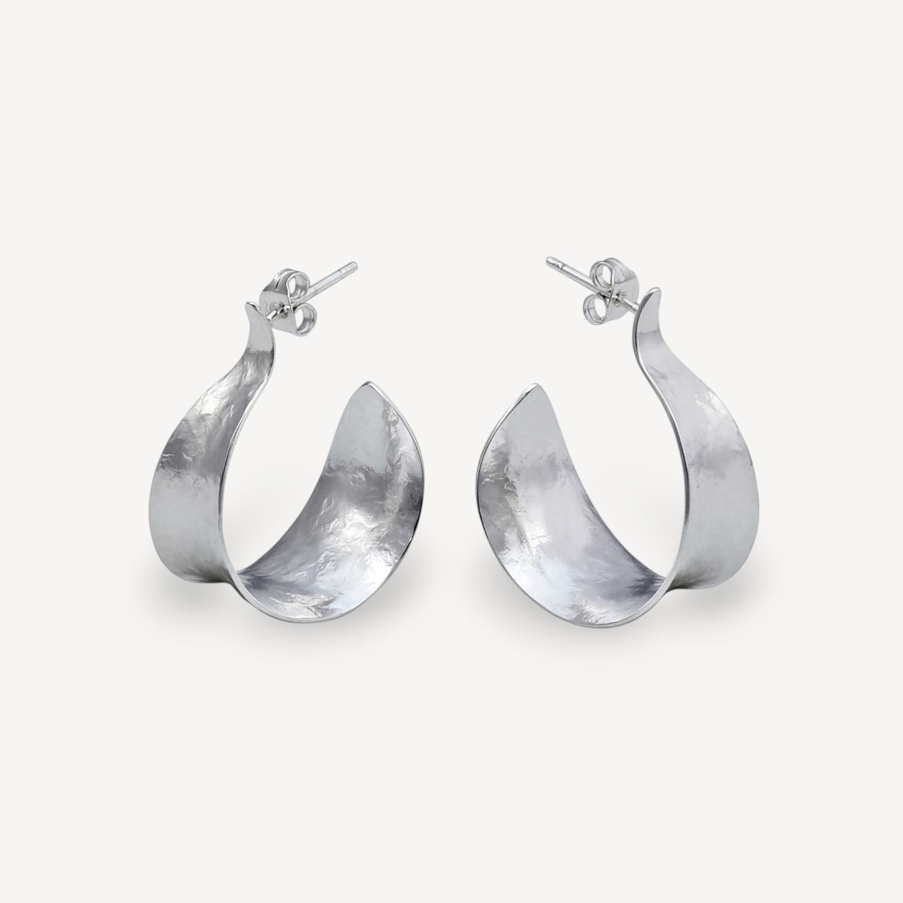KOMOREBI Medium Curl Hoop Earrings Silver  by Cara Tonkin at B Corp certified Ethical jeweller E.C.One London
