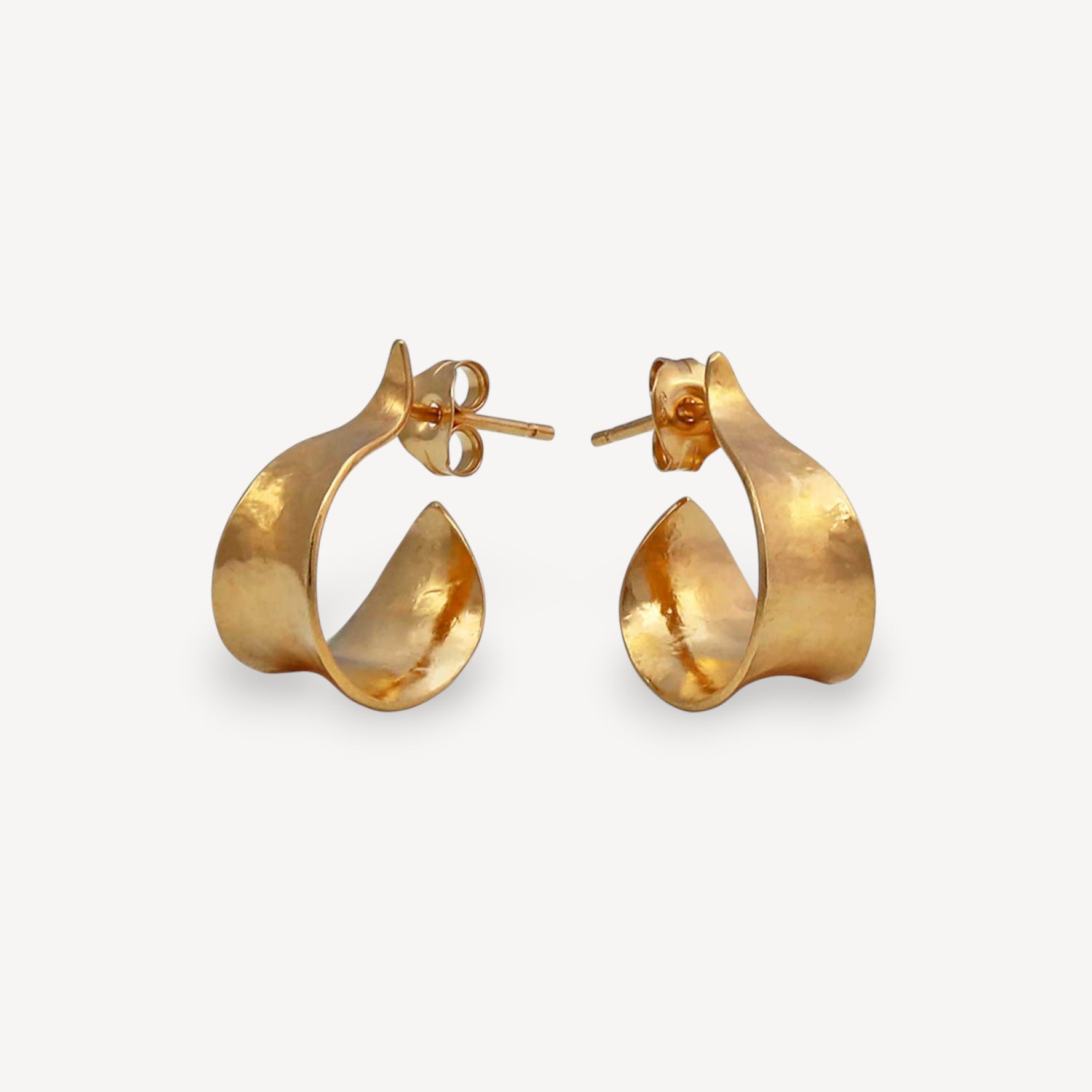 KOMOREBI Small Curl Hoop Earrings Gold Plated by Cara Tonkin at B Corp certified Ethical jeweller E.C.One London