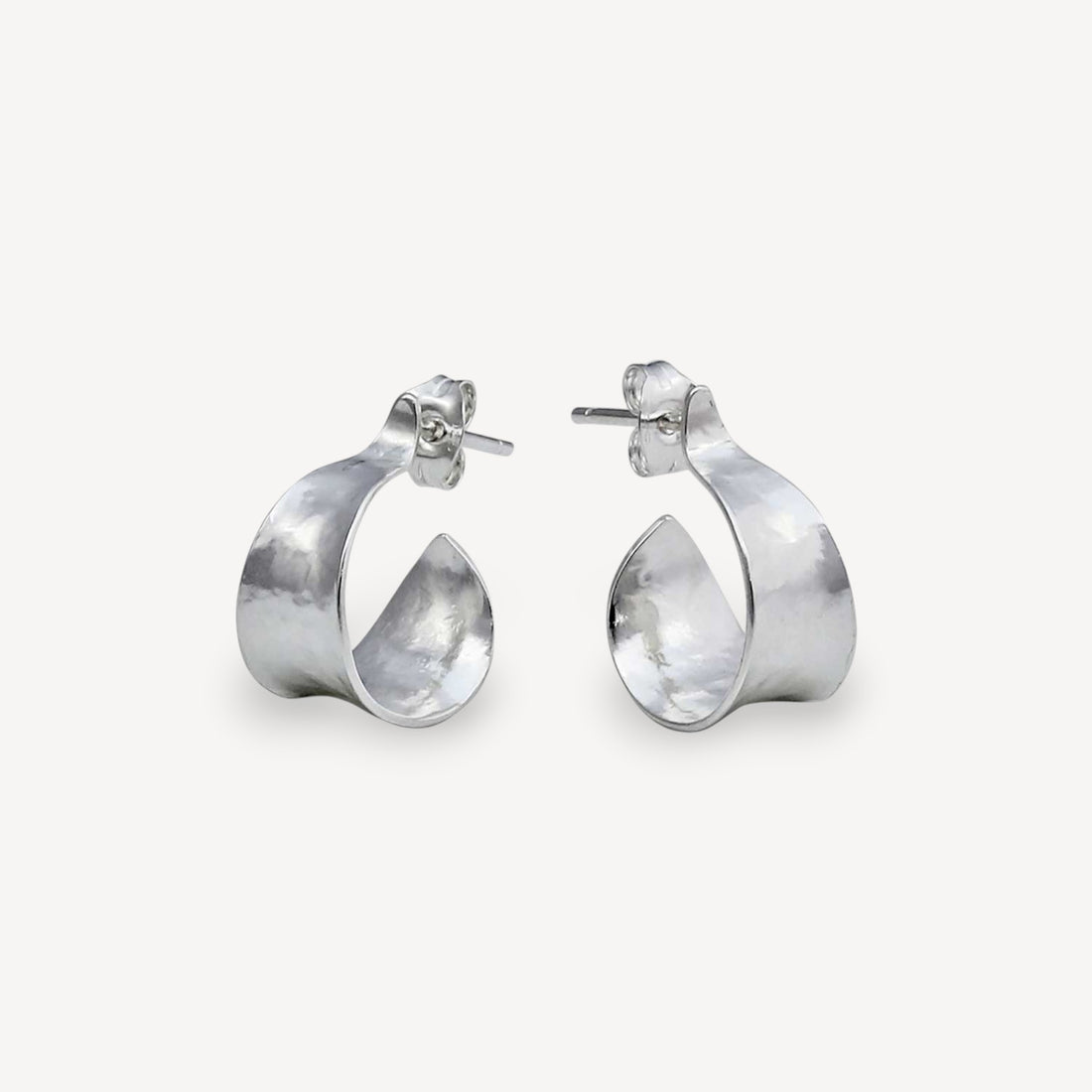 KOMOREBI Small Curl Hoop Earrings Silver by Cara Tonkin at B Corp certified Ethical jeweller E.C.One London