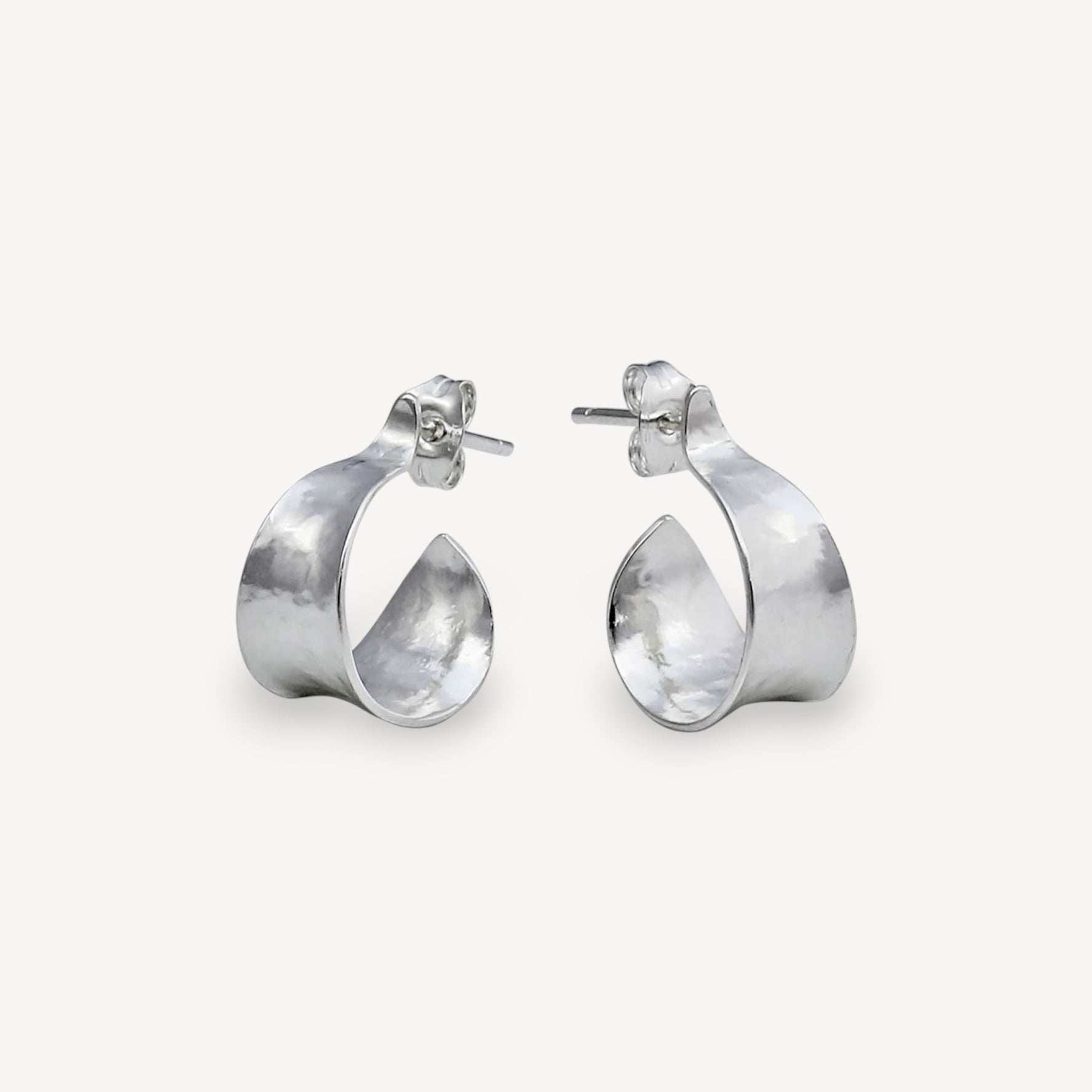KOMOREBI Small Curl Hoop Earrings Silver by Cara Tonkin at B Corp certified Ethical jeweller E.C.One London