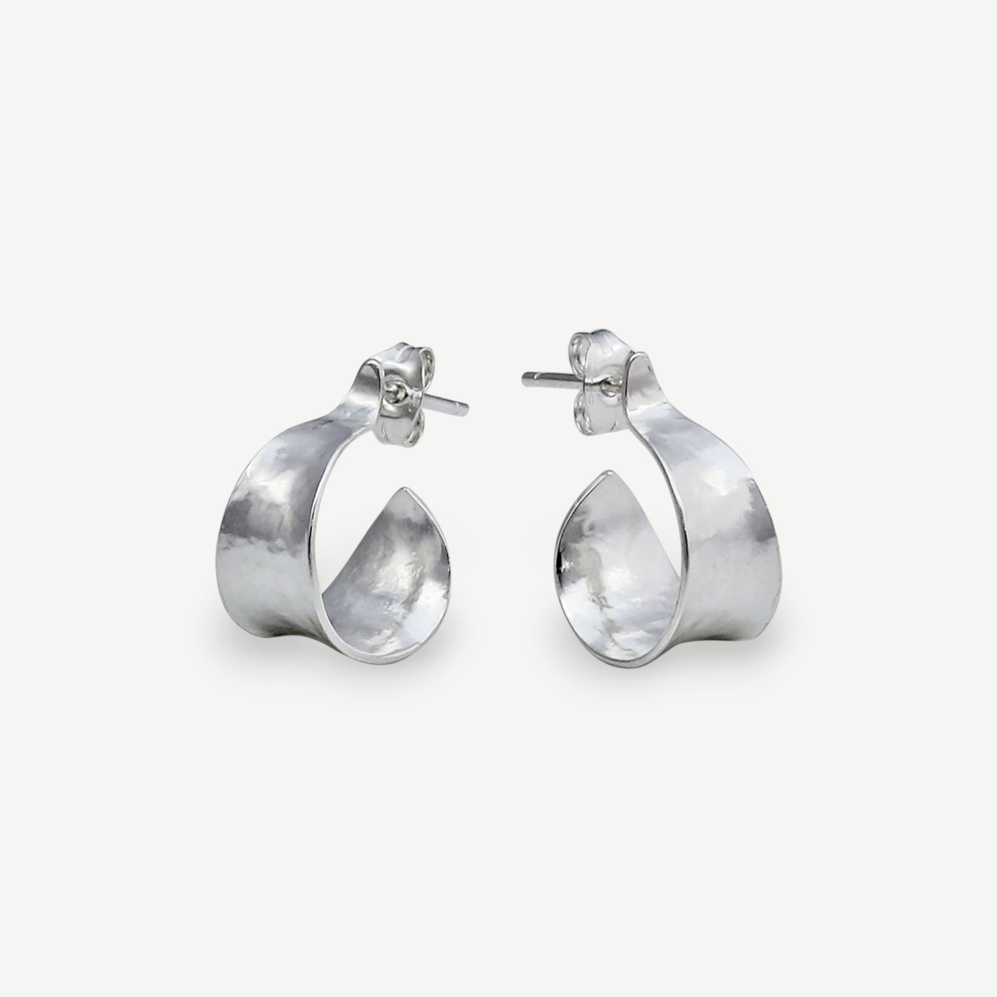 KOMOREBI Small Curl Hoop Earrings Silver by Cara Tonkin at B Corp certified Ethical jeweller E.C.One London