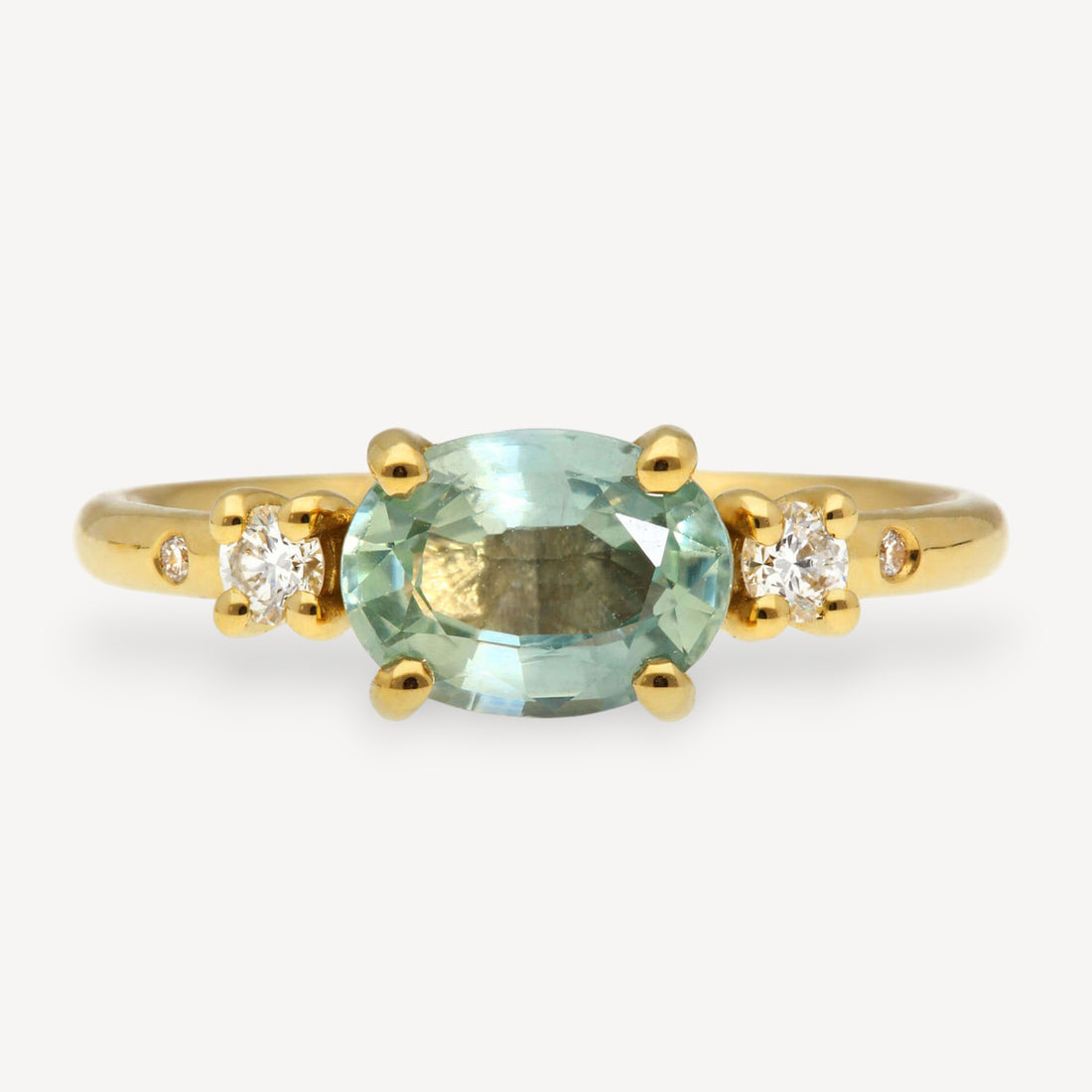 LAINEY Yellow Gold Pale Teal Sapphire Engagement Ring