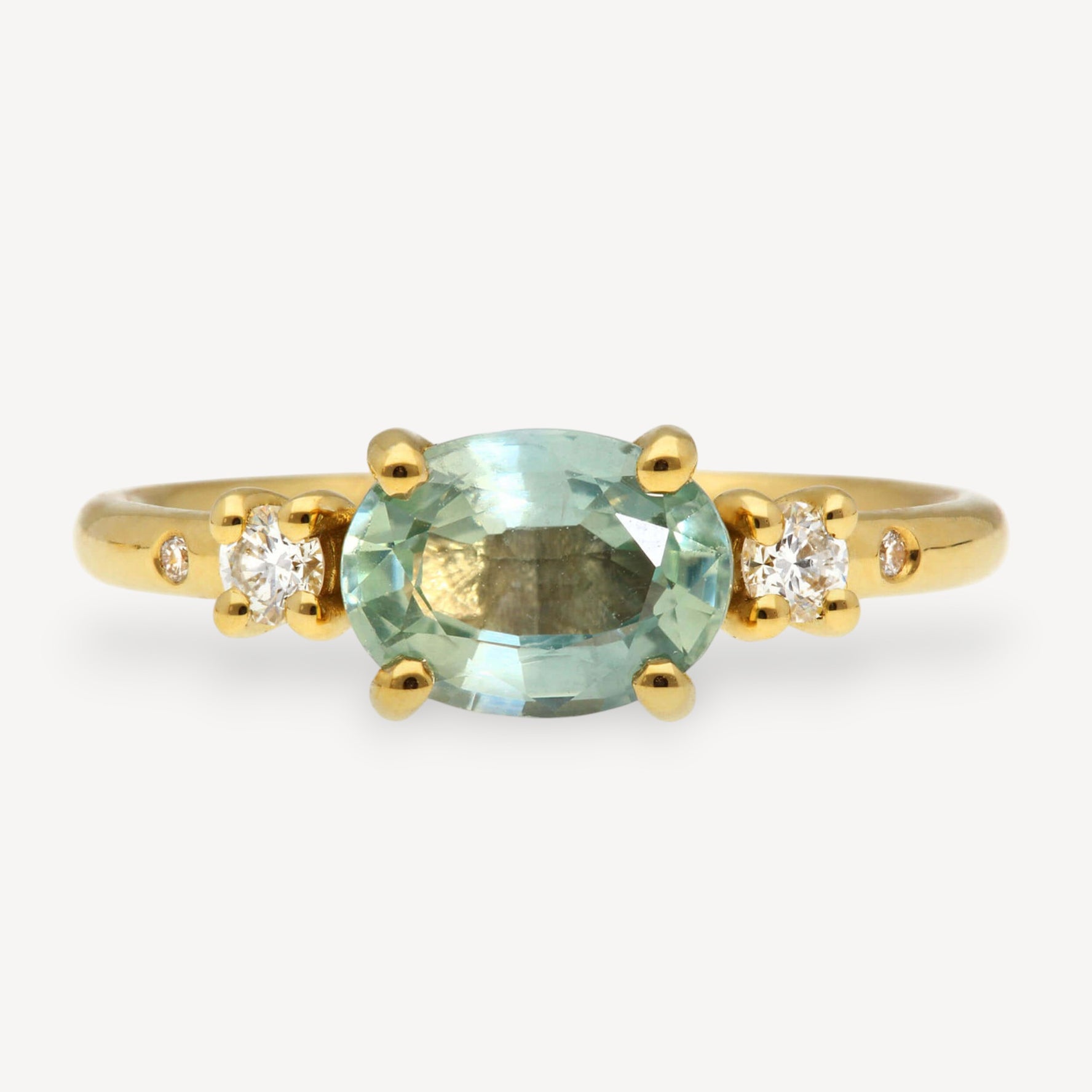 LAINEY Yellow Gold Pale Teal Sapphire Engagement Ring