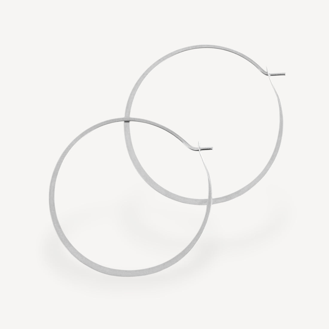 Large Forged Round Hoops Silver