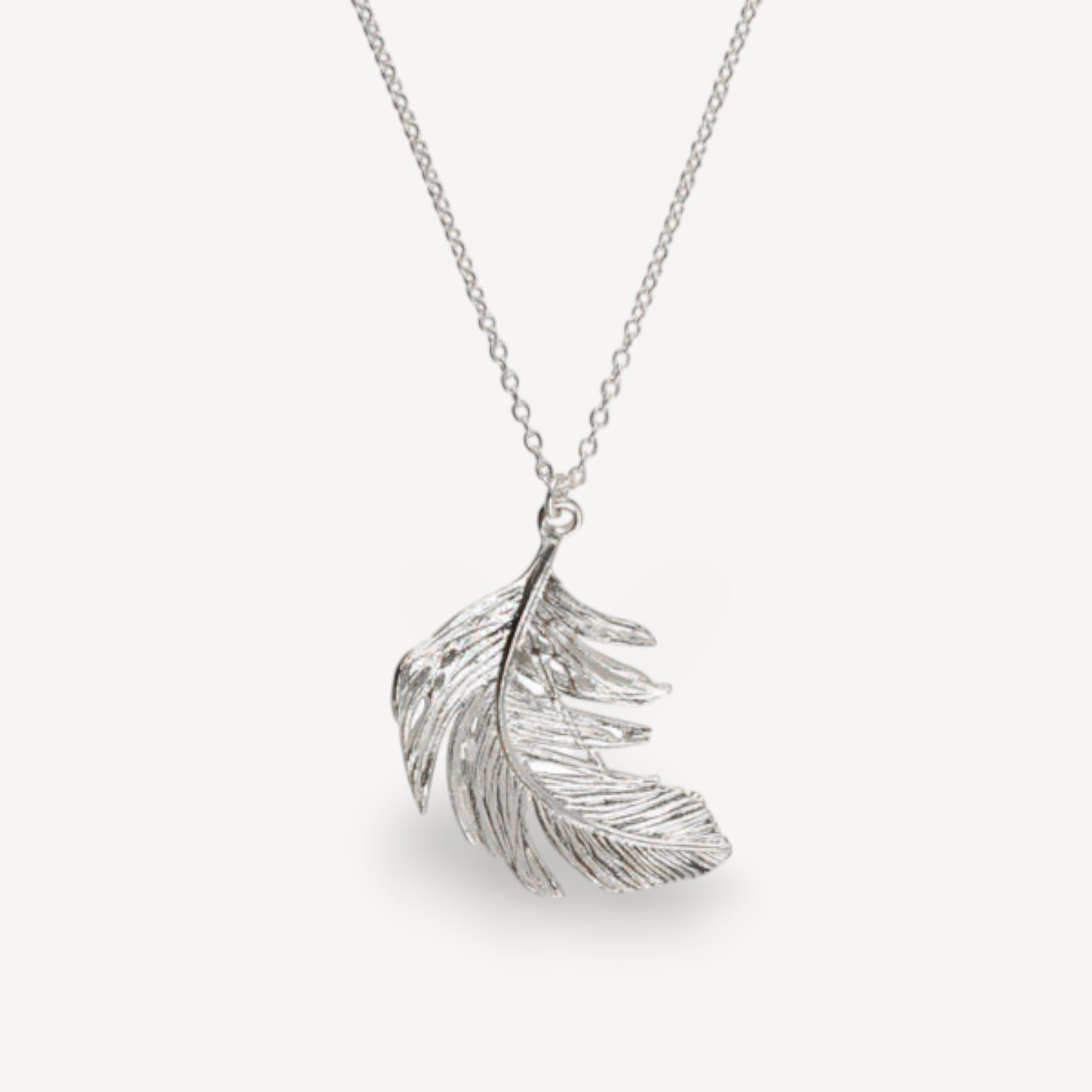 Alex Monroe Big Silver Feather Necklace at B Corp certified Ethical jeweller E.C.One London