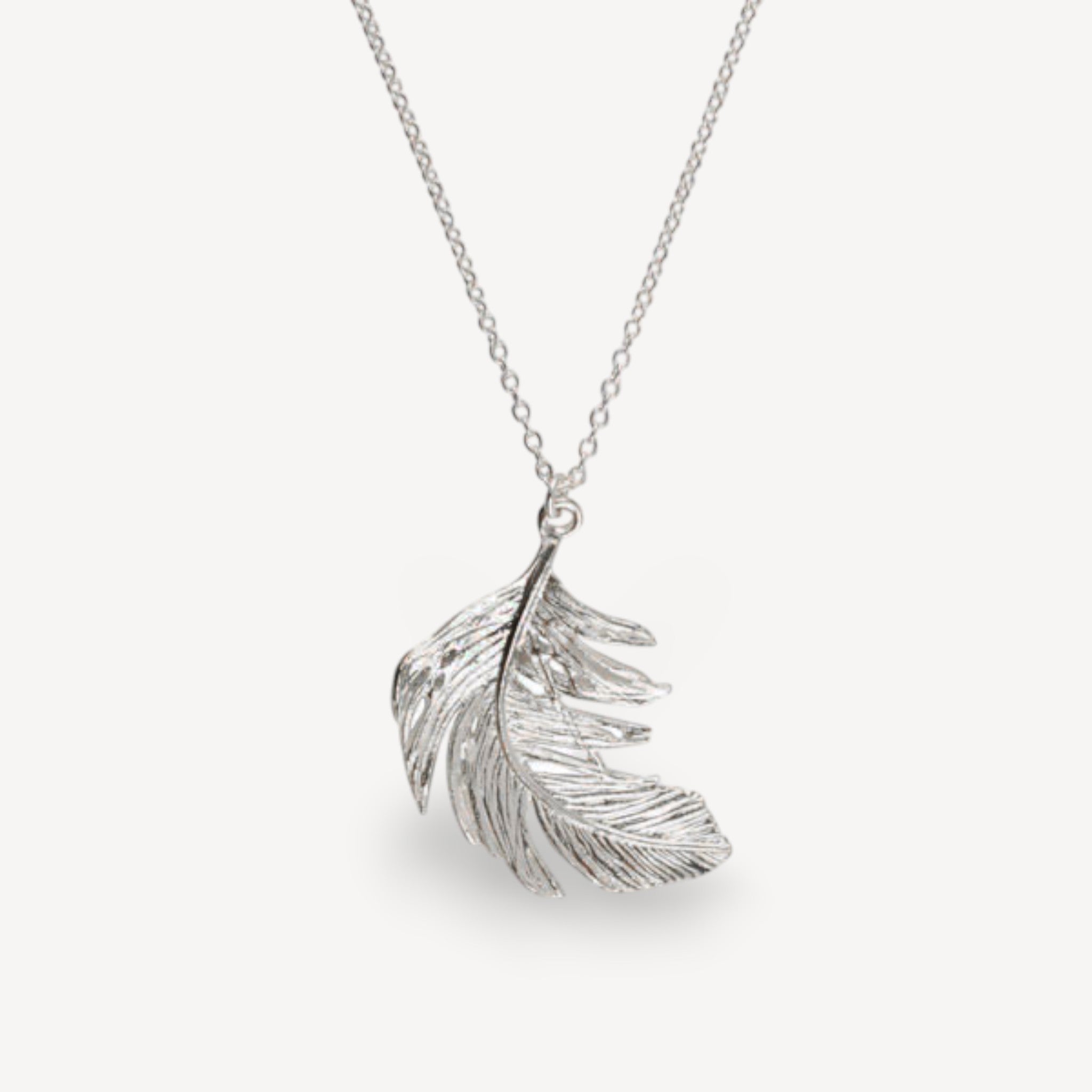 Alex Monroe Big Silver Feather Necklace at B Corp certified Ethical jeweller E.C.One London