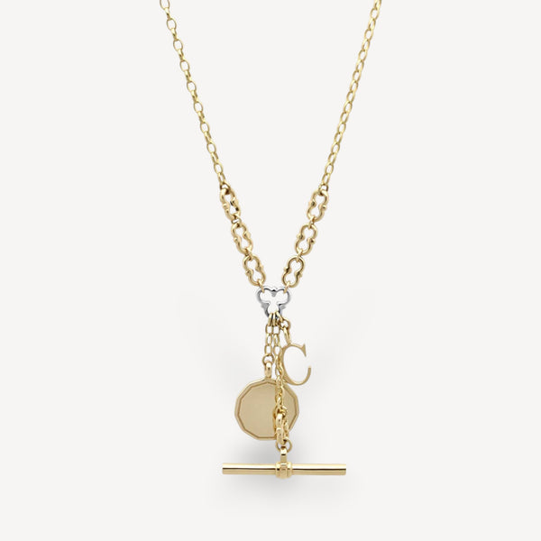 MYDDELTON Necklace Yellow Gold with T-Bar & Charms