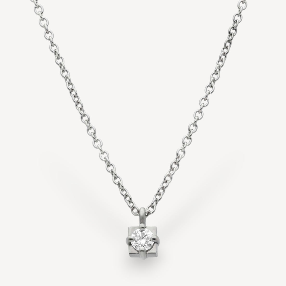 FRAME Little Claw-Set Diamond in Square Pendant White Gold