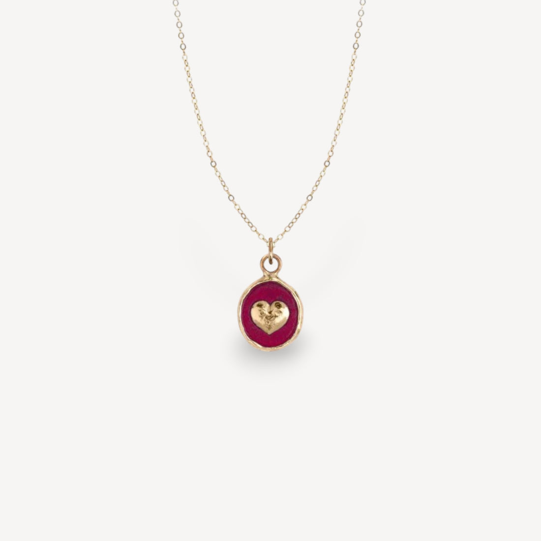 LOVING Talisman 14ct Yellow Gold Necklace with Red Ceramic Detail