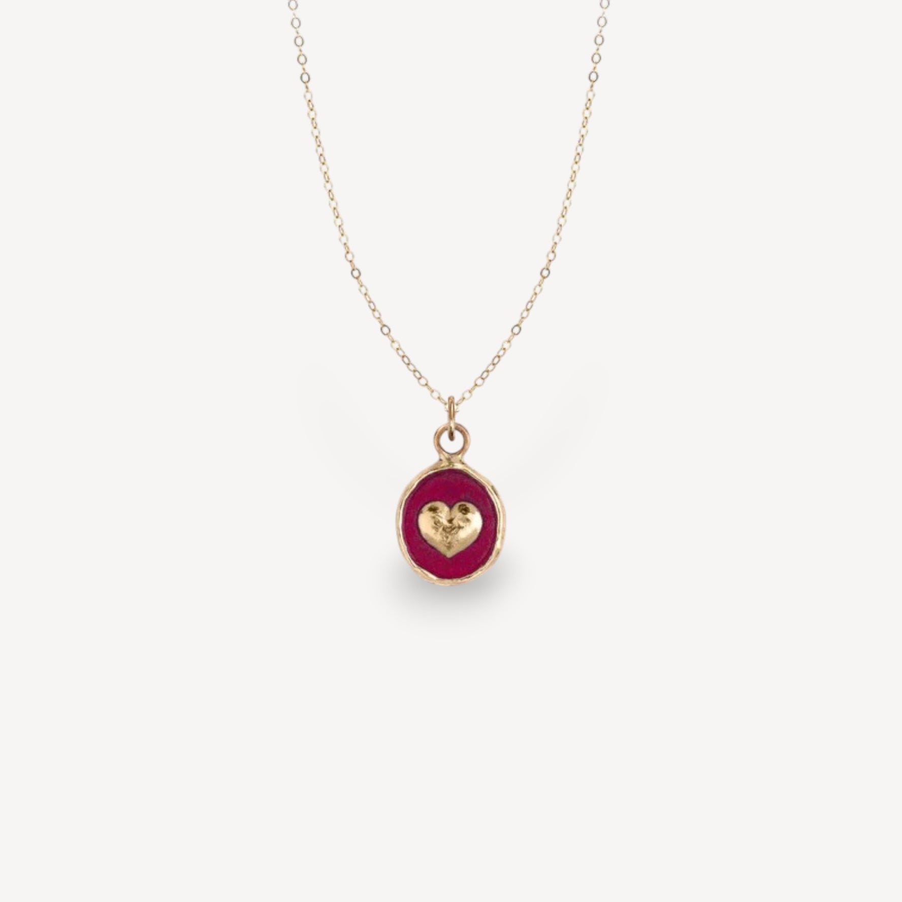LOVING Talisman 14ct Yellow Gold Necklace with Red Ceramic Detail