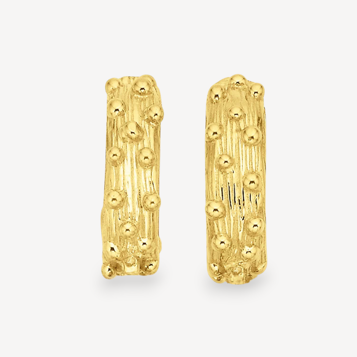 EC One Zoë & Morgan LULU hoop earrings in 22ct gold plated recycled silver with a textured coral-inspired design.