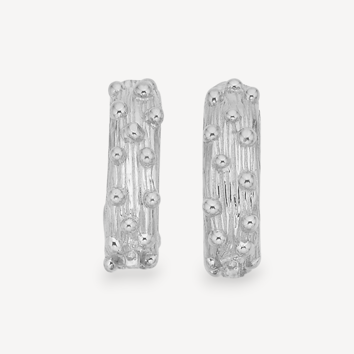 EC One Zoë & Morgan LULU hoop earrings in recycled silver with a textured, organic coral-inspired design.