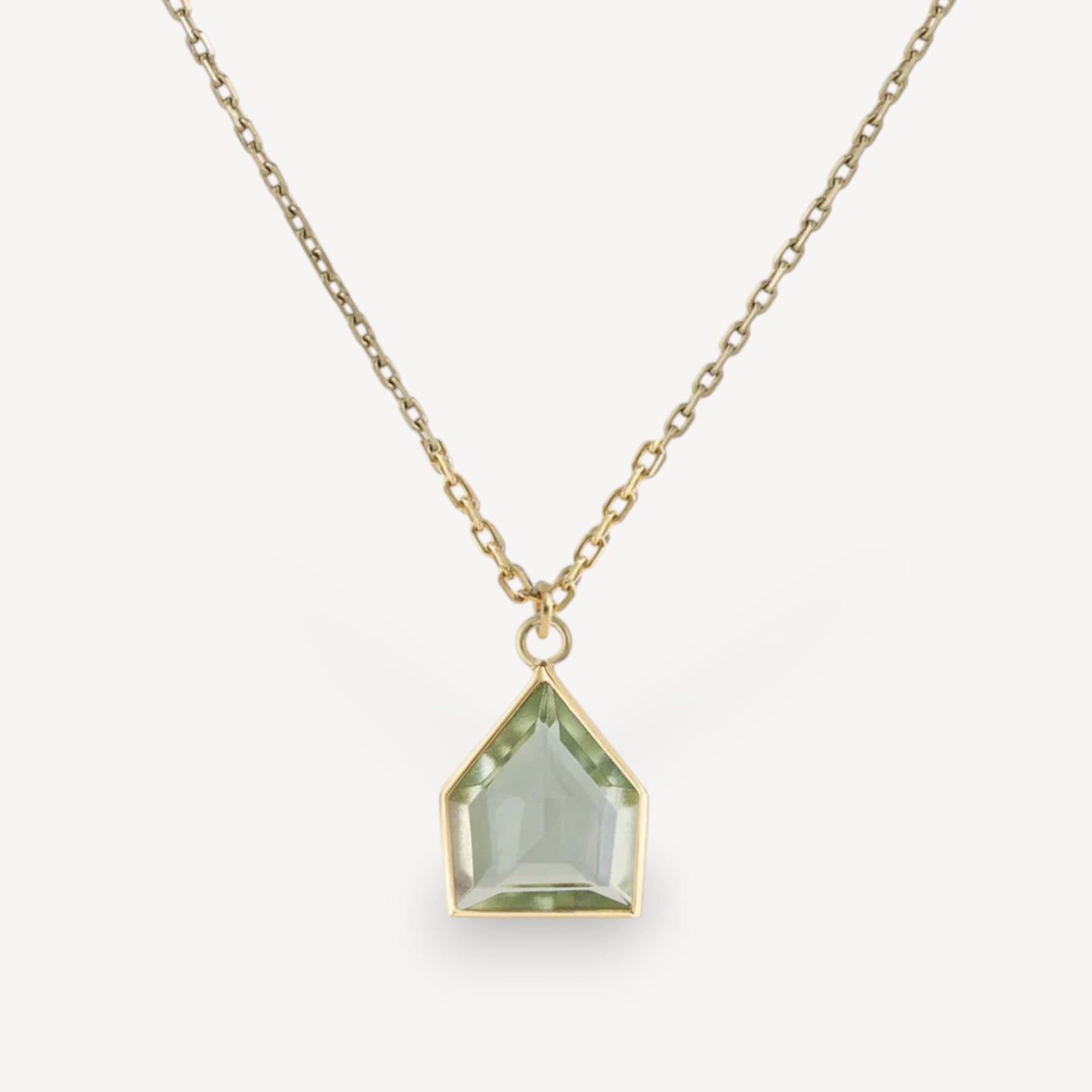 MAISON Green Amethyst Gold Pendant Necklace