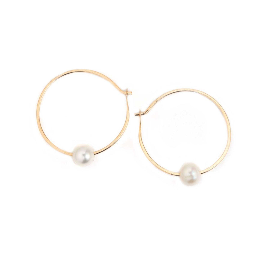 Melissa Joy Manning at EC One London floating pearl Hoops gold