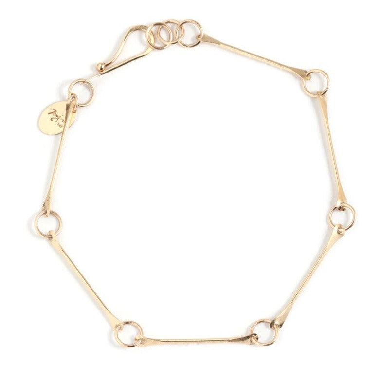 Melissa Joy Manning Handmade Gold Bone Chain Bracelet at ethical jewellers EC One London