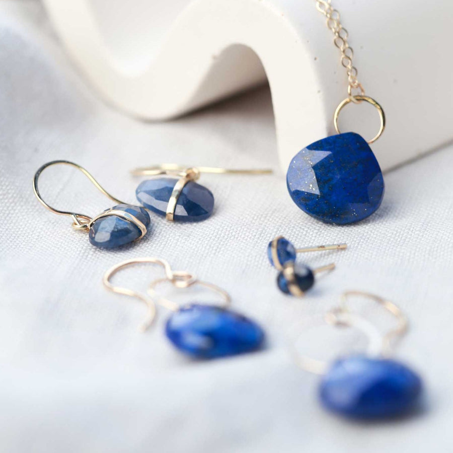 Melissa Joy Manning at EC One London wrapped mini kyanite stud earrings in recycled gold