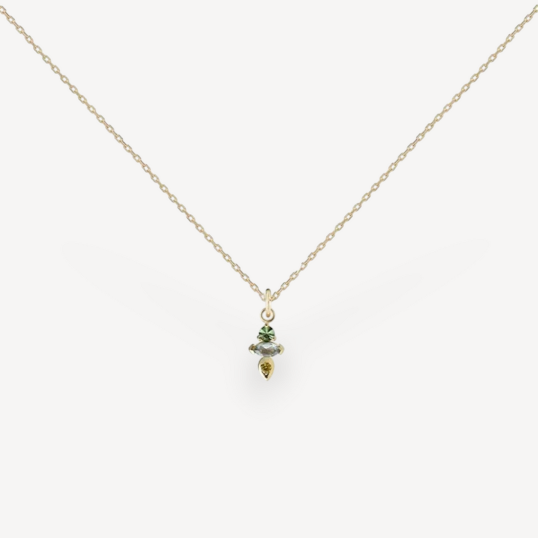 Metier at E.C. One AM-PM Tri Necklace with Aquamarine, Yellow Sapphire & Mint Tourmaline
