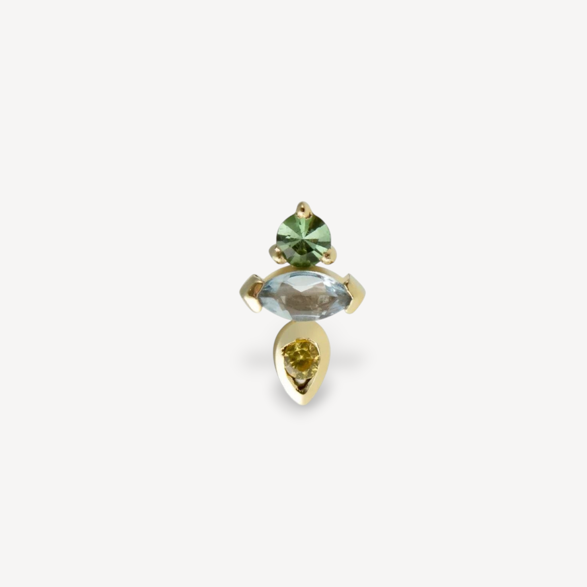 Metier at E.C. One London AM-PM Stud with Aquamarine, Yellow Sapphire & Mint Tourmaline SINGLE