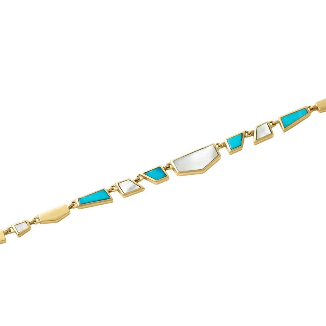 Metier at E.C. One London Tesserae Turquoise and Mother of Pearl Gold Necklace
