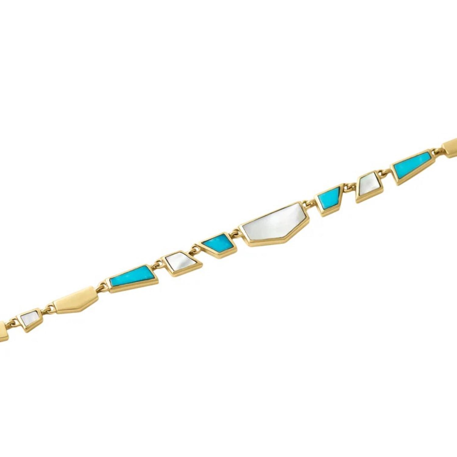 Metier at E.C. One London Tesserae Turquoise and Mother of Pearl Gold Necklace