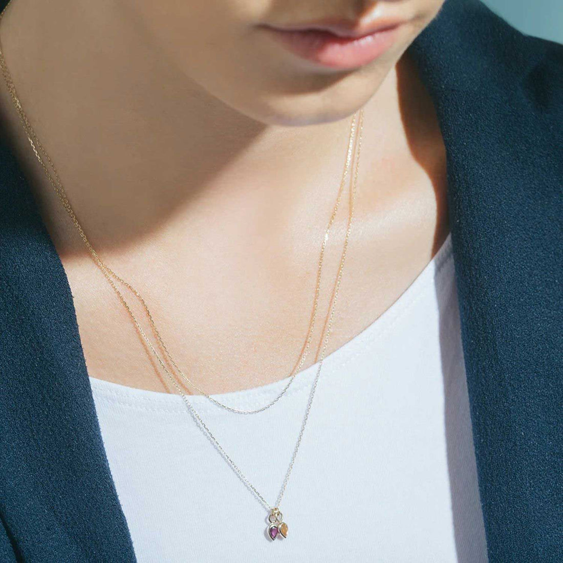 Pear Shaped Rhodalite Gemstone Necklace by Metier at ethical jeweller E.C.One London
