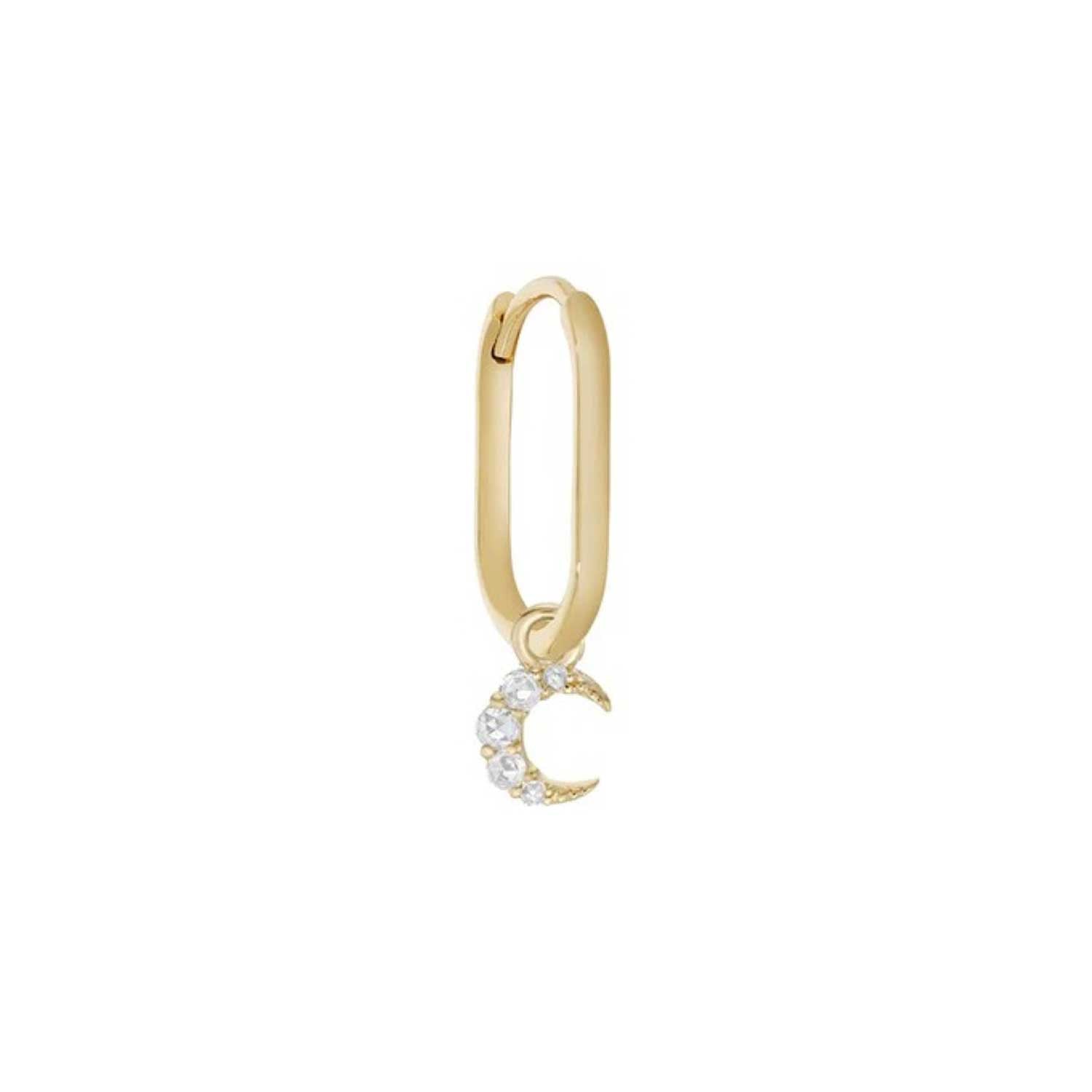SINGLE Astra Diamond Crescent Moon Hoop by Metier at ethical jeweller E.C.One London