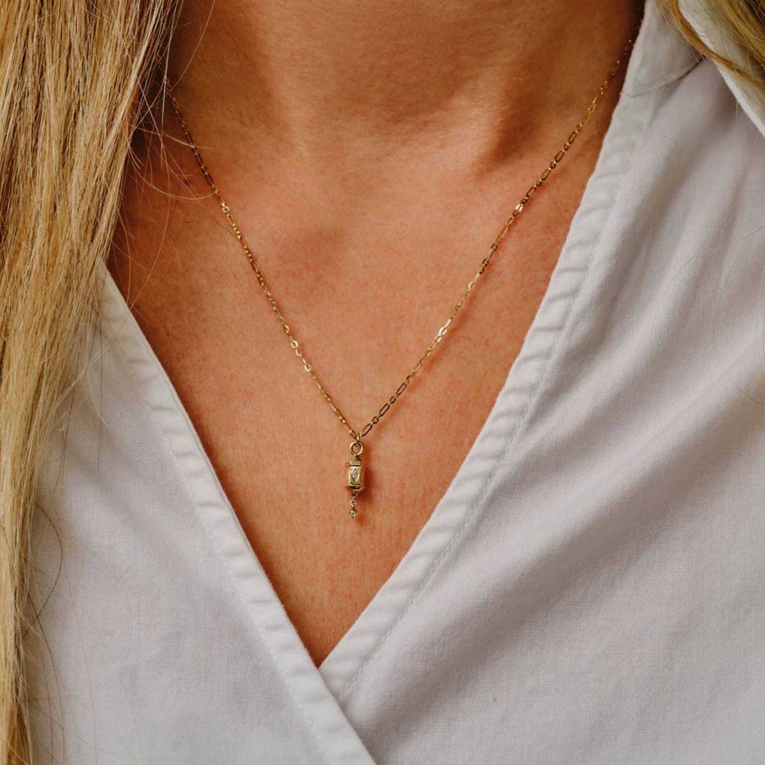 Eternal Lucky Lantern Diamond Pendant Necklace by Metier at ethical jeweller E.C.One London
