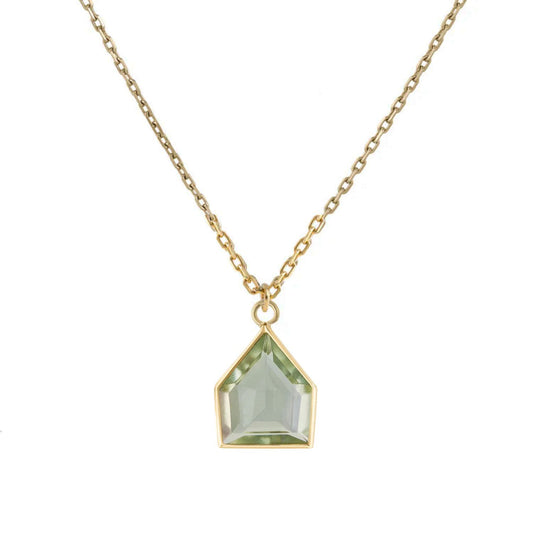 Metier at E.C. One London MAISON Green Amethyst Gold Pendant Necklace
