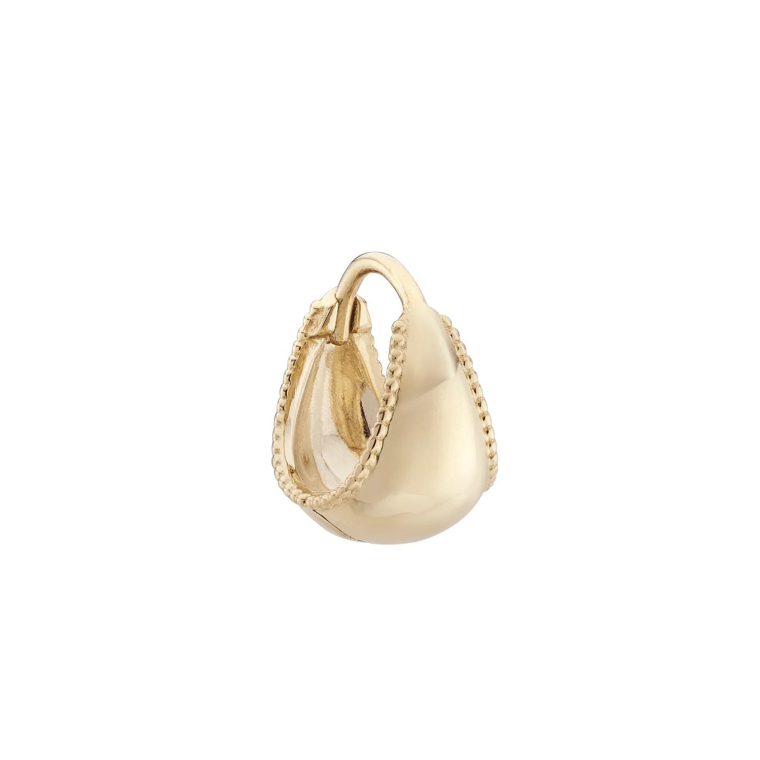 Metier at ethical jewellers E.C.One London SINGLE Midi Domed Gold Huggie with Milgrain