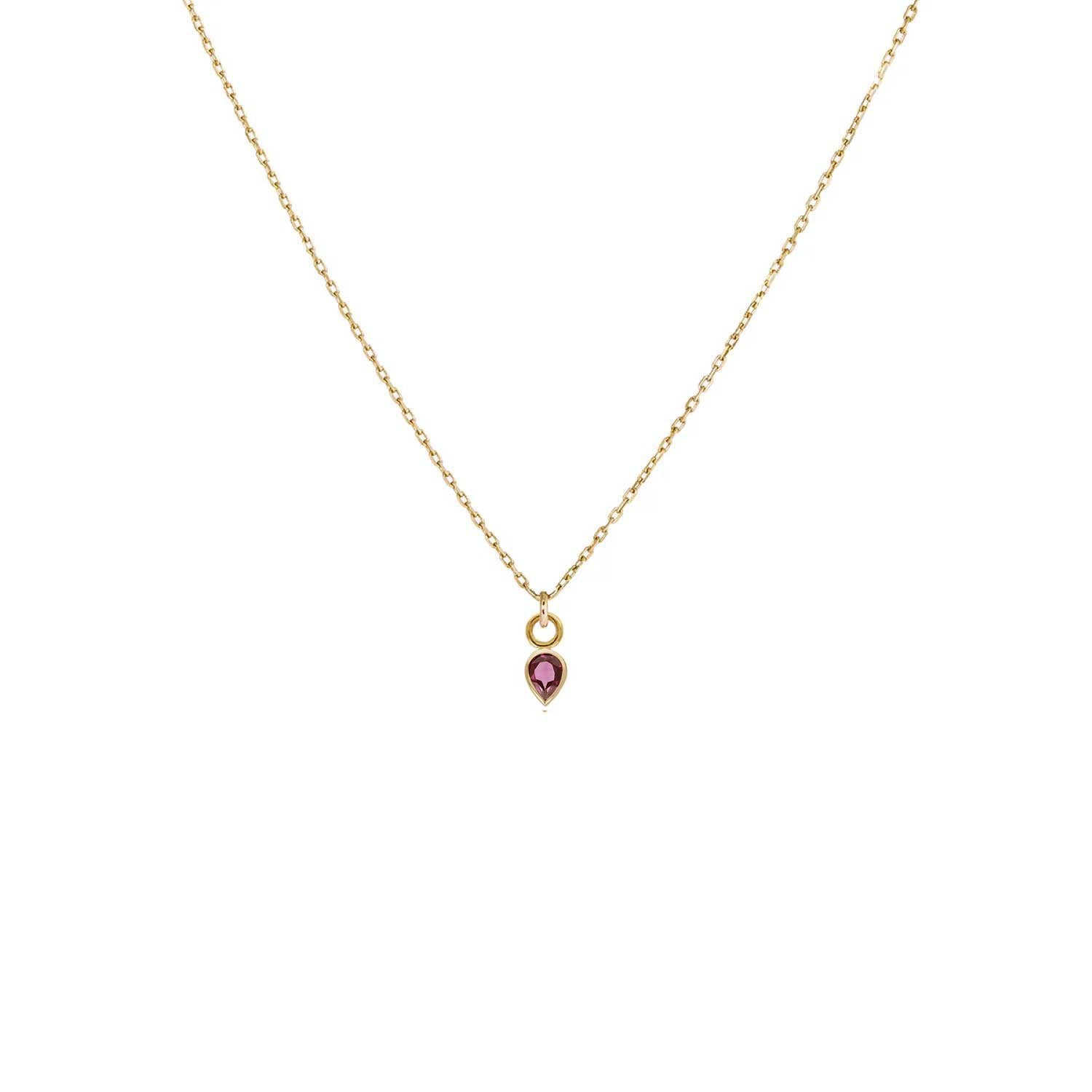 Pear Shaped Rhodalite Gemstone Necklace by Metier at ethical jeweller E.C.One London