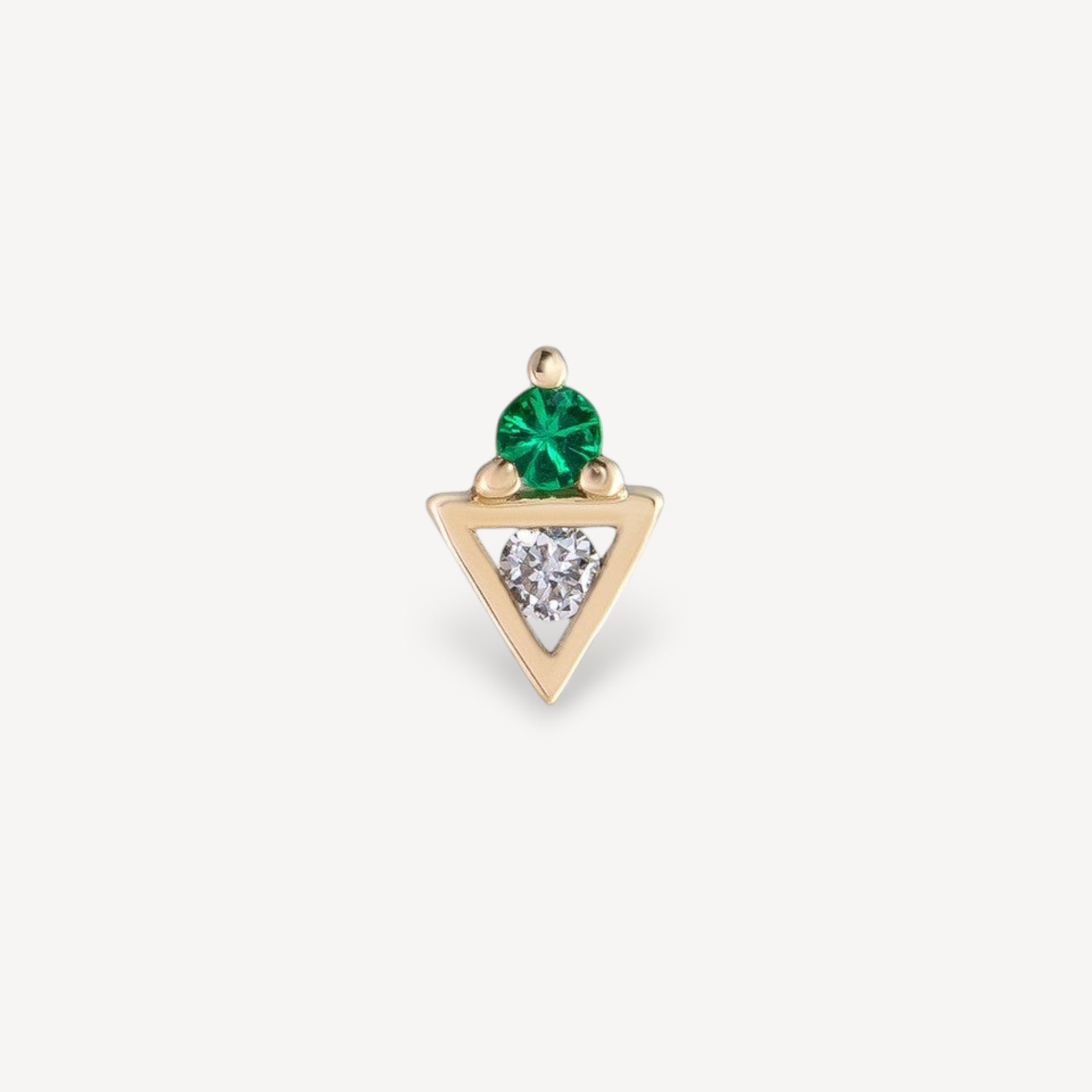 AZ Tri Stud with Emerald and Diamond Single