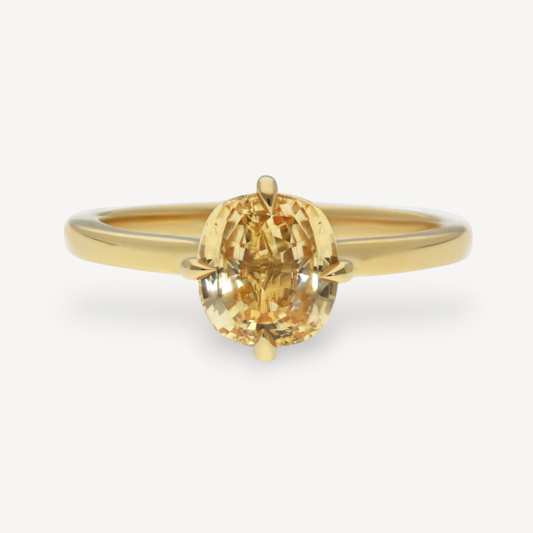 MILA Gold Solitaire Ring with Cushion Peach Sapphire