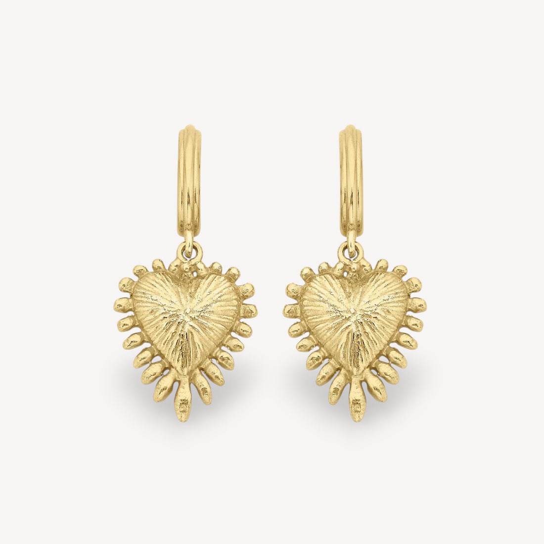 Mini Heart Ray Gold Plated Earrings  by Zoe & Morgan at B Corp certified Ethical jeweller E.C.One London